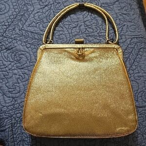 Vintage Gold Lame Women's Handbag 7x 7 Inches